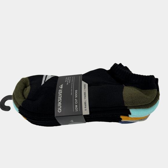 Quiksilver socks men's 6-12 low cut 5 pairs multi olive blue gray aqua gold NEW - Picture 1 of 6